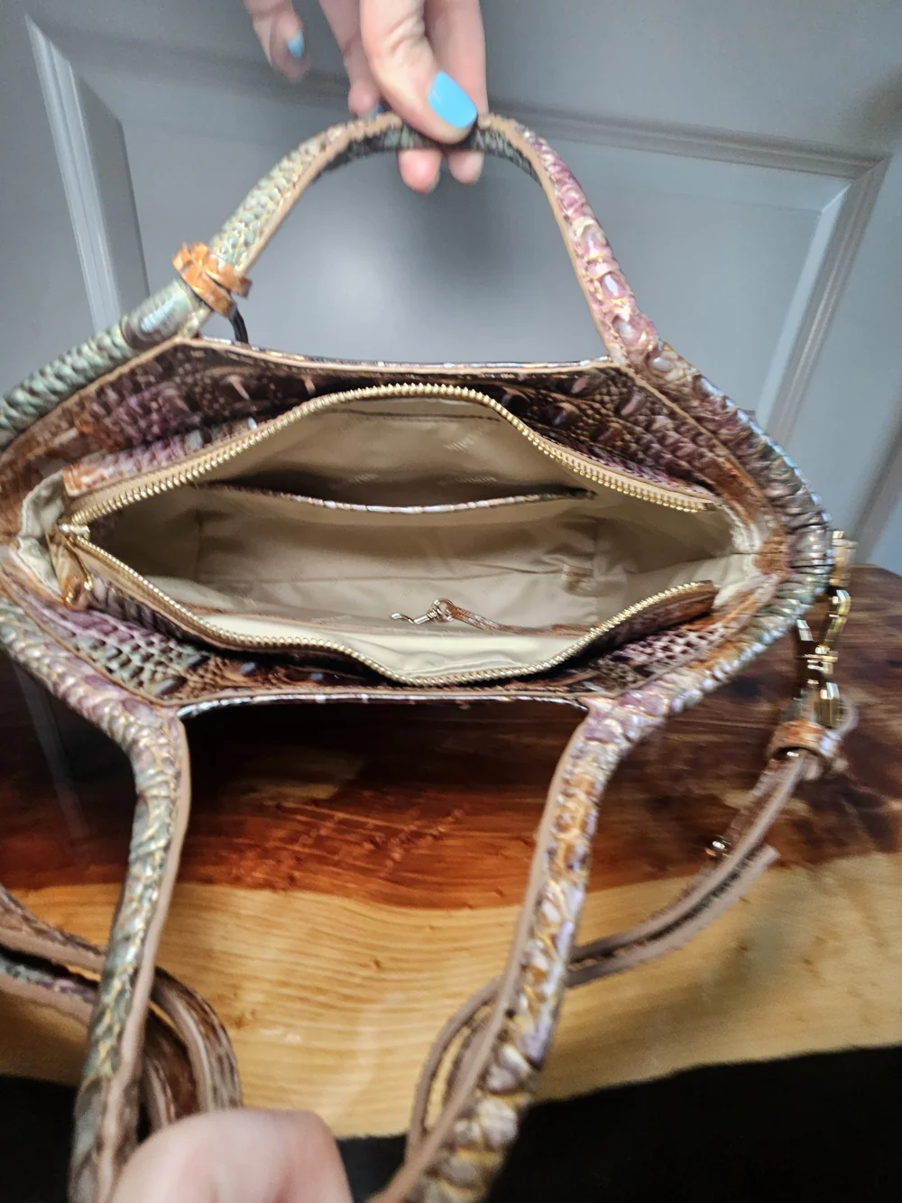 Brahmin Small Elaine Satchel + Matching Wallet | Truffle Python Ombre Melbourne